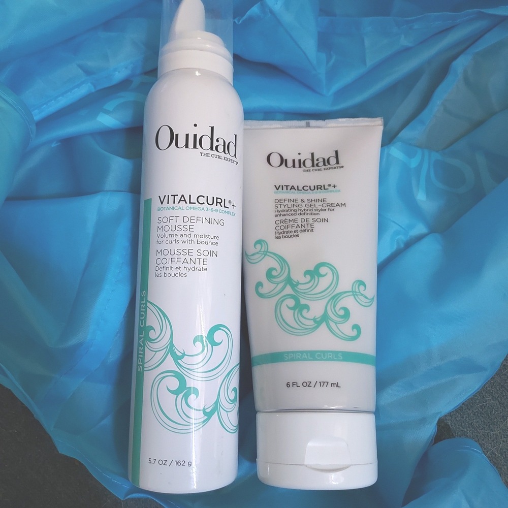 Ouidad VitalCurl+ Hair Styling Duo Set White Spiral Curls Mousse & Gel-Cream